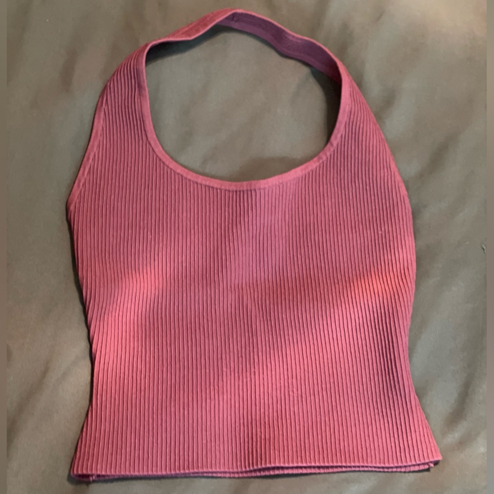 aritzia babaton rust copper brown halter size small